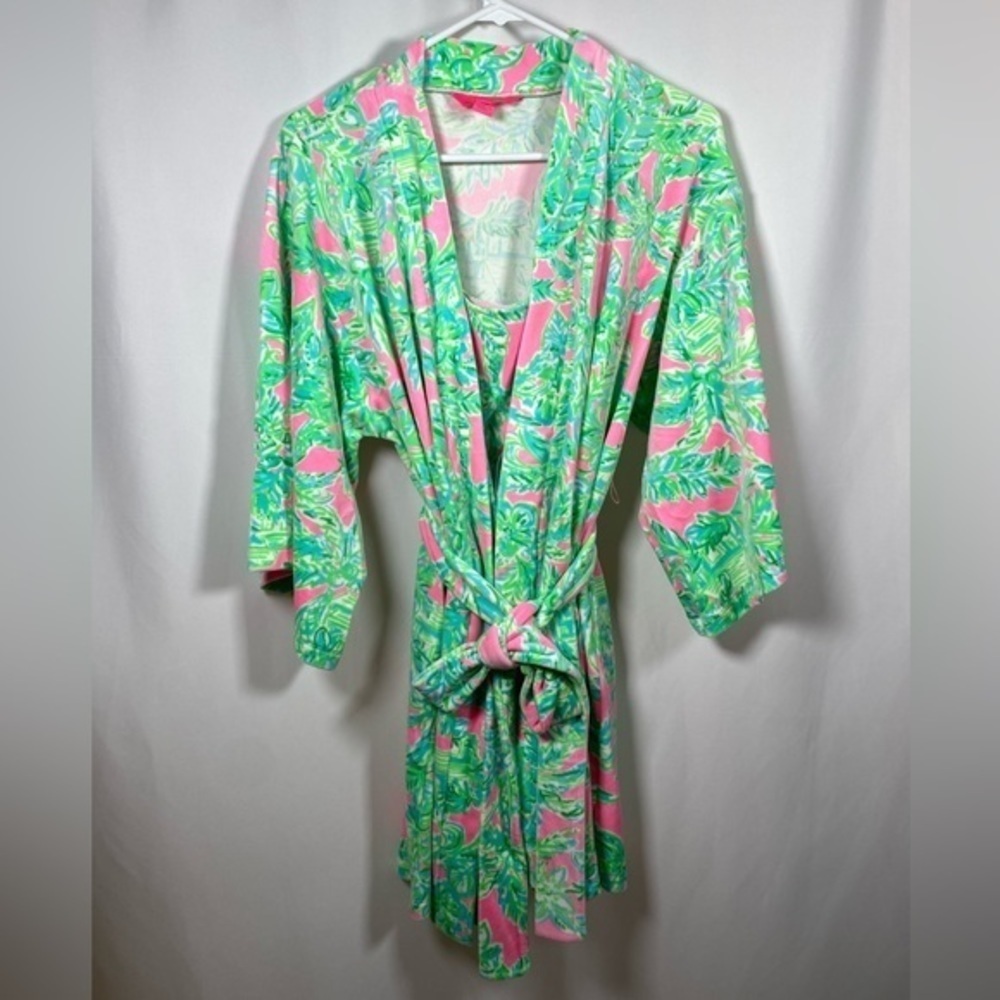 Lilly Pulitzer Elaine Robe and Dyanna Velour Chemise Set - Picture 2 of 12